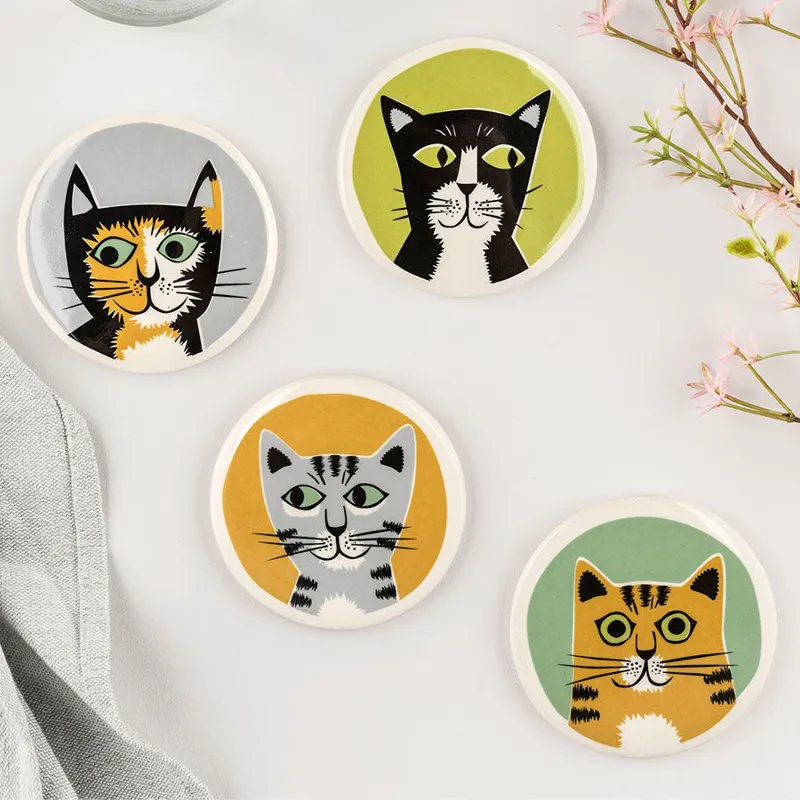 Hannah Turner Set of Four Cat Coasters